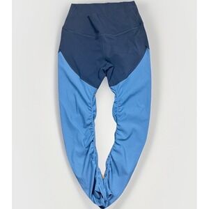 Zyia Active Storm Parallel Luxe Hi Rise Ruched Legging Blue Gray Womens 6/8